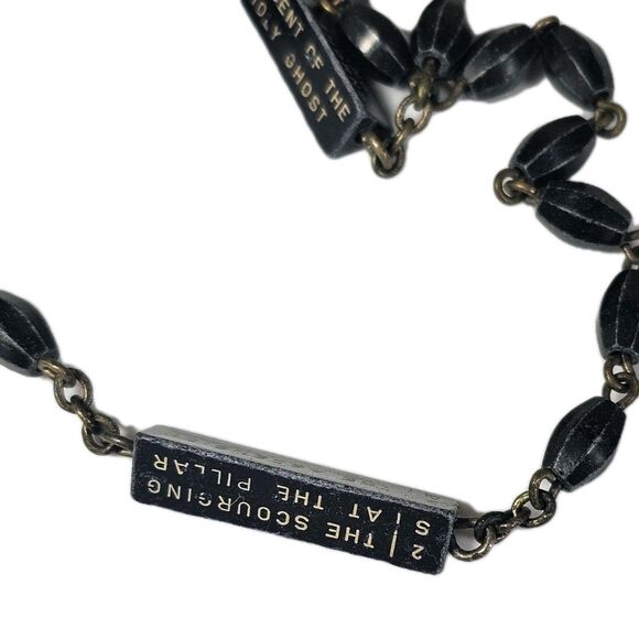 Black Rosary with Mystery and Sorrowful Mysteries Markers +Crucifix & Bead Chain - Picture 5 of 13
